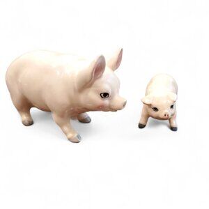 Vintage Mama‎ Pig & Piglet Porcelain Figurine Farm Sow Piggies